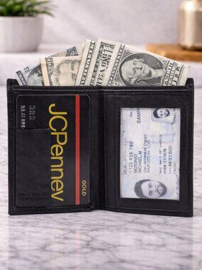 Real Genuine Leather Men Credit Card Case, ID Holder